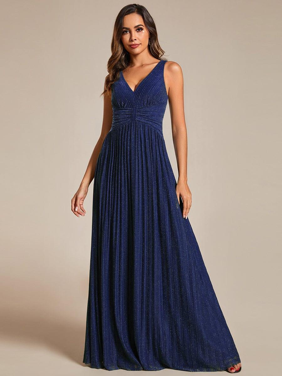 Shiny Empire Waist Sleeveless V-Neck A-Line Formal Evening Dress