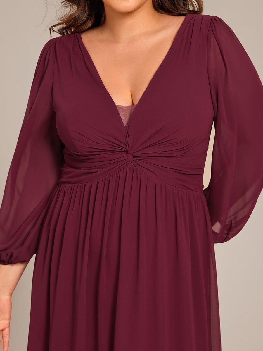 Deluxe Plus Size A-Line Long Sleeves Chiffon Formal Evening Dress