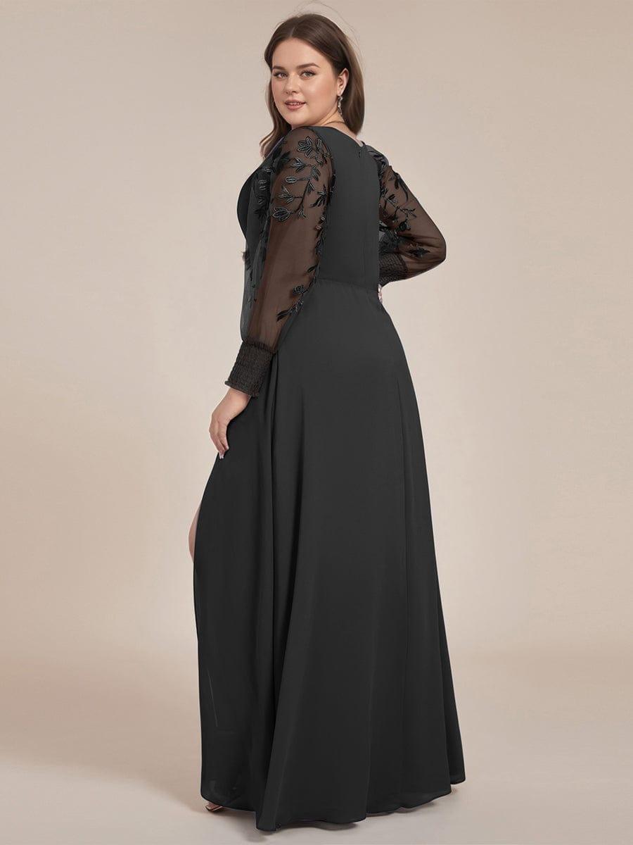 Graceful Plus Size A-Line Chiffon Formal Evening Dress with Embroidery