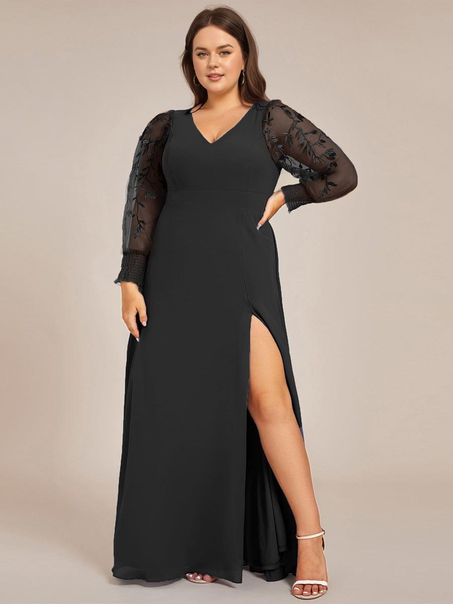 Graceful Plus Size A-Line Chiffon Formal Evening Dress with Embroidery