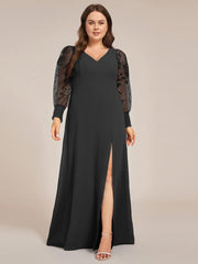 Graceful Plus Size A-Line Chiffon Formal Evening Dress with Embroidery