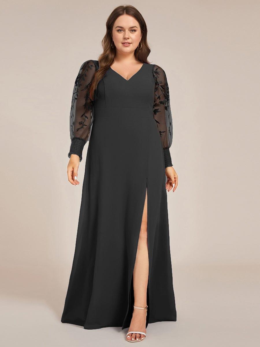 Graceful Plus Size A-Line Chiffon Formal Evening Dress with Embroidery