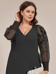 Graceful Plus Size A-Line Chiffon Formal Evening Dress with Embroidery