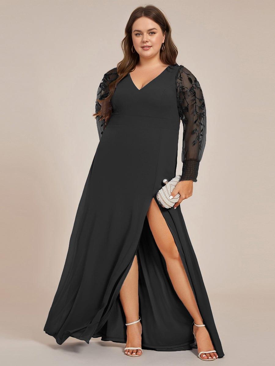 Graceful Plus Size A-Line Chiffon Formal Evening Dress with Embroidery