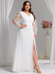Graceful Plus Size A-Line Chiffon Formal Evening Dress with Embroidery