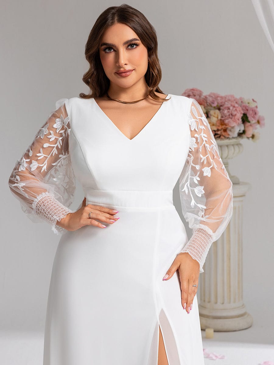 Graceful Plus Size A-Line Chiffon Formal Evening Dress with Embroidery