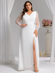 Graceful Plus Size A-Line Chiffon Formal Evening Dress with Embroidery