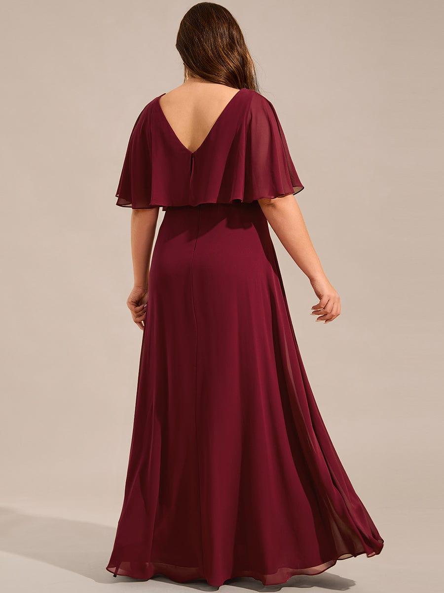 Cute Plus Size A-Line V-Neck Chiffon Formal Maxi Dress