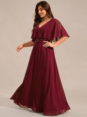 Cute Plus Size A-Line V-Neck Chiffon Formal Maxi Dress