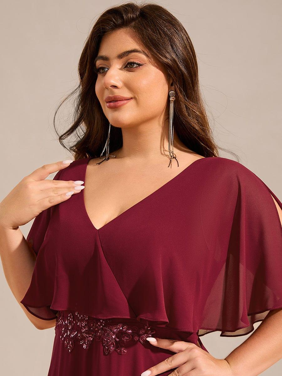 Cute Plus Size A-Line V-Neck Chiffon Formal Maxi Dress