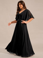 Cute Plus Size A-Line V-Neck Chiffon Formal Maxi Dress