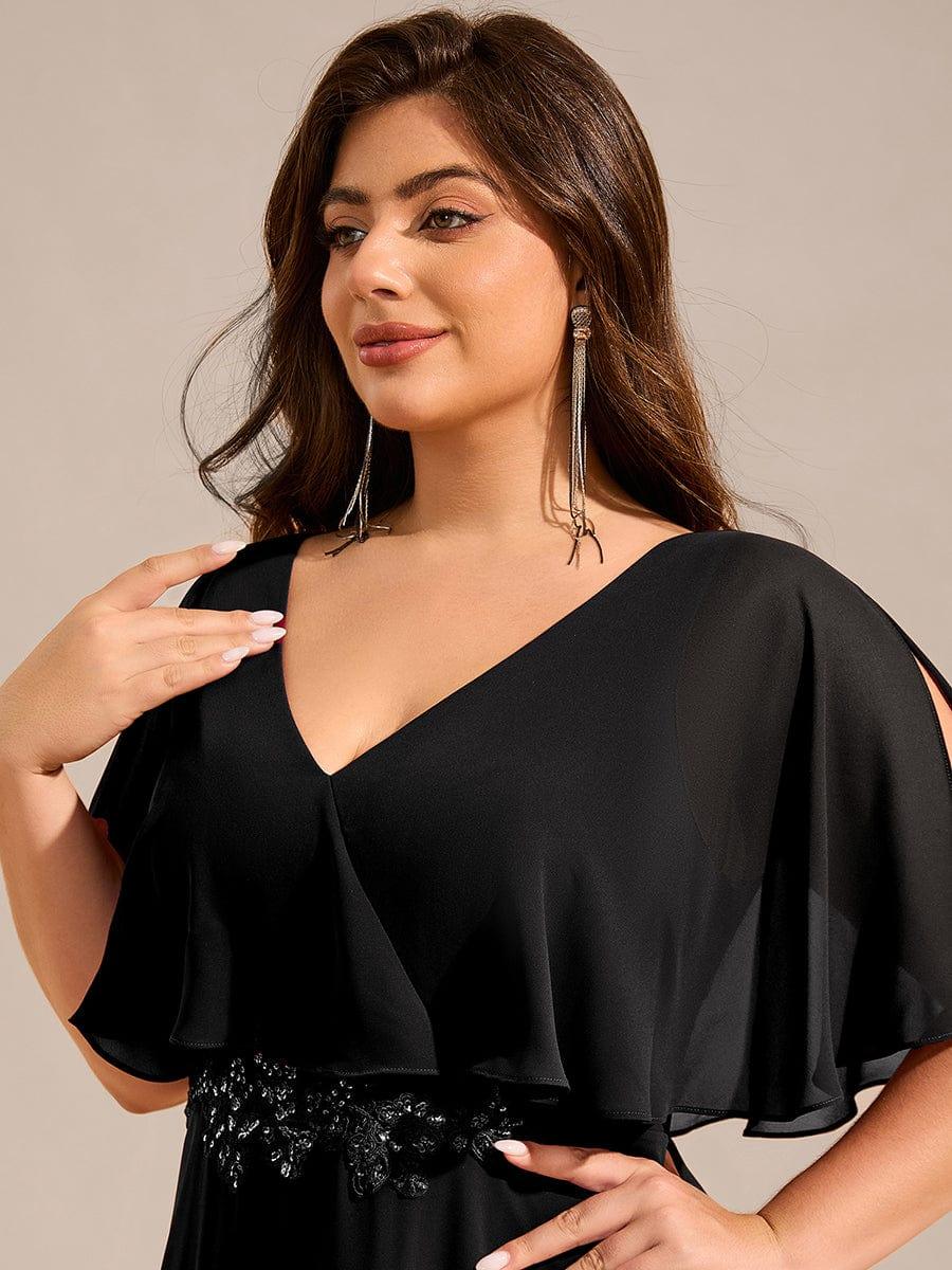 Cute Plus Size A-Line V-Neck Chiffon Formal Maxi Dress
