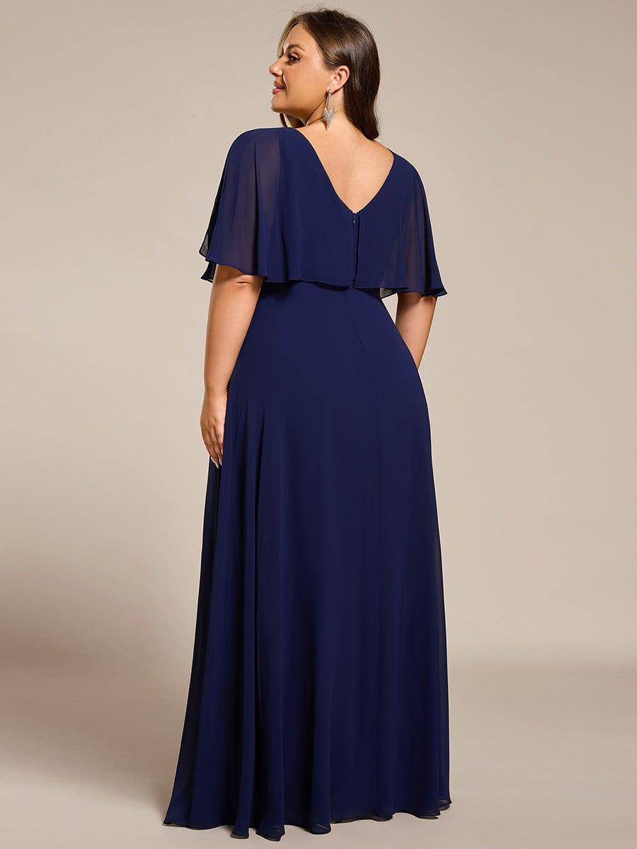 Cute Plus Size A-Line V-Neck Chiffon Formal Maxi Dress