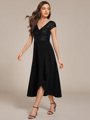 Radiant A-Line V-Neck Sequin Formal Dress