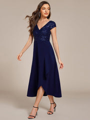 Radiant A-Line V-Neck Sequin Formal Dress
