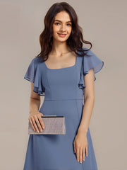 Gorgeous Floral Flutter Sleeve A-Line Formal Dress with Slit