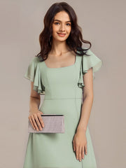 Gorgeous Floral Flutter Sleeve A-Line Formal Dress with Slit