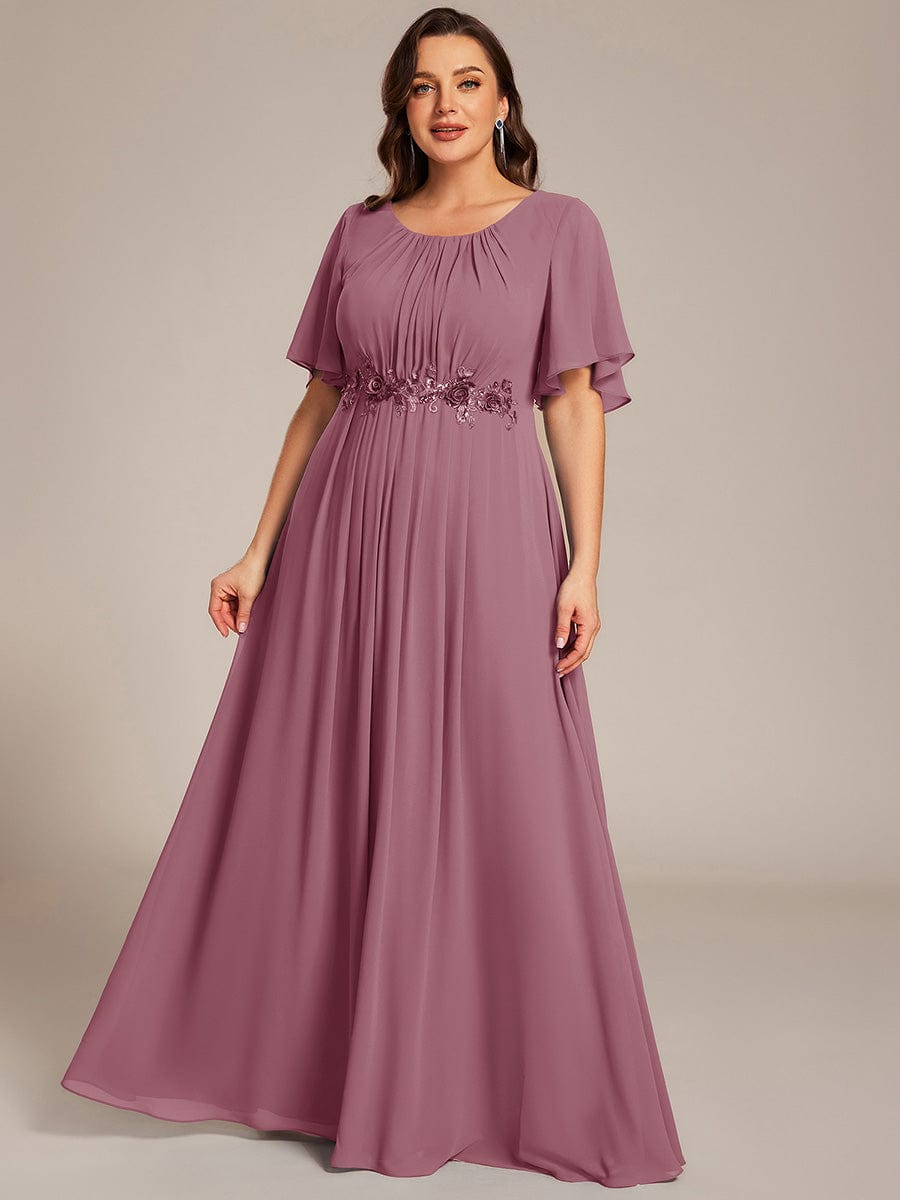 Flattering Plus Size Floor-Length A-Line Chiffon Formal Dress