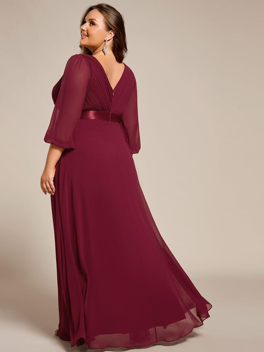 Empire Plus Size Chiffon Formal Evening Dress with Long Sleeves