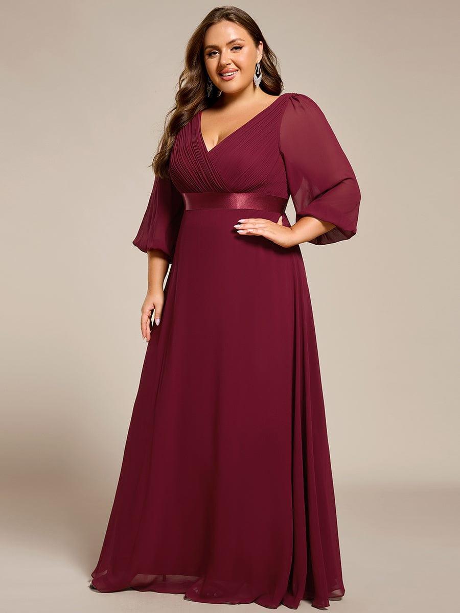 Empire Plus Size Chiffon Formal Evening Dress with Long Sleeves
