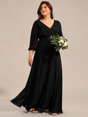 Empire Plus Size Chiffon Formal Evening Dress with Long Sleeves