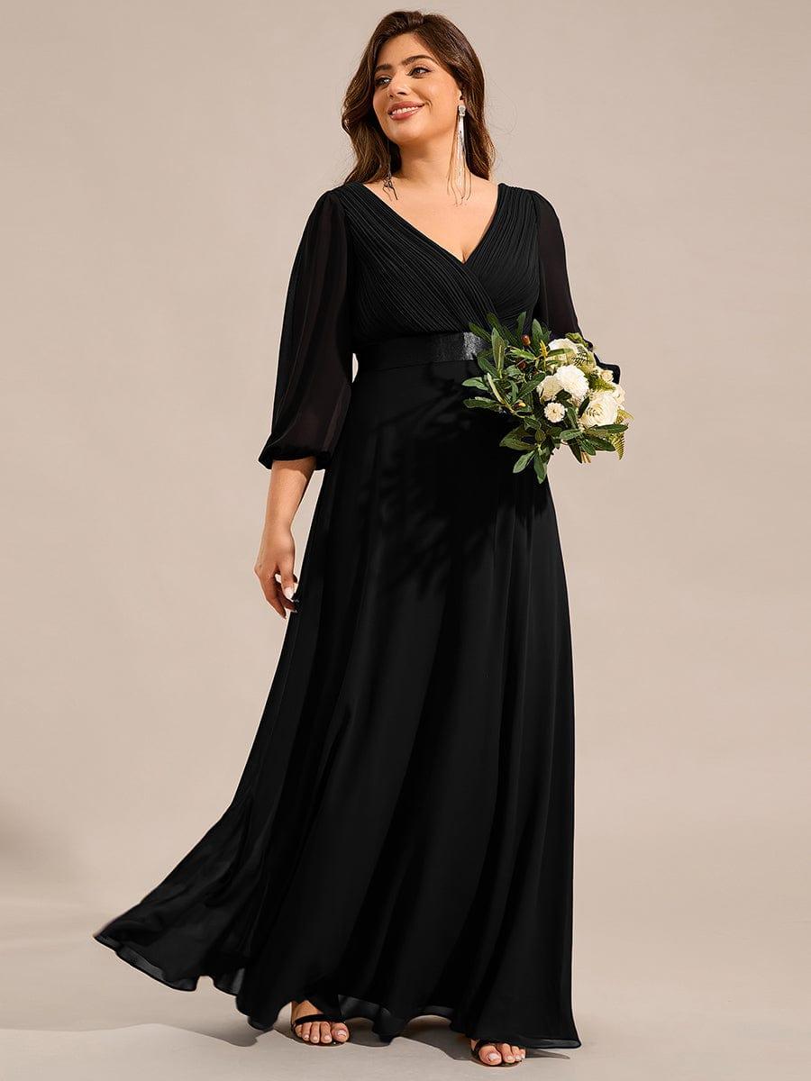 Empire Plus Size Chiffon Formal Evening Dress with Long Sleeves