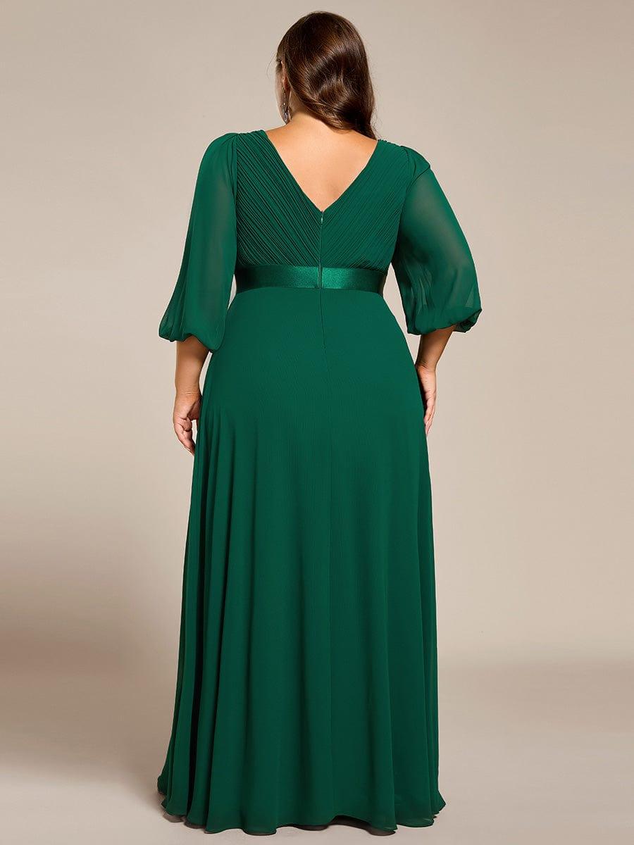 Empire Plus Size Chiffon Formal Evening Dress with Long Sleeves