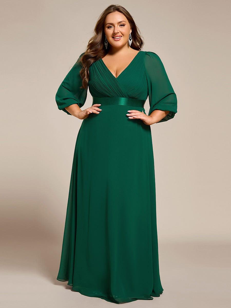 Empire Plus Size Chiffon Formal Evening Dress with Long Sleeves