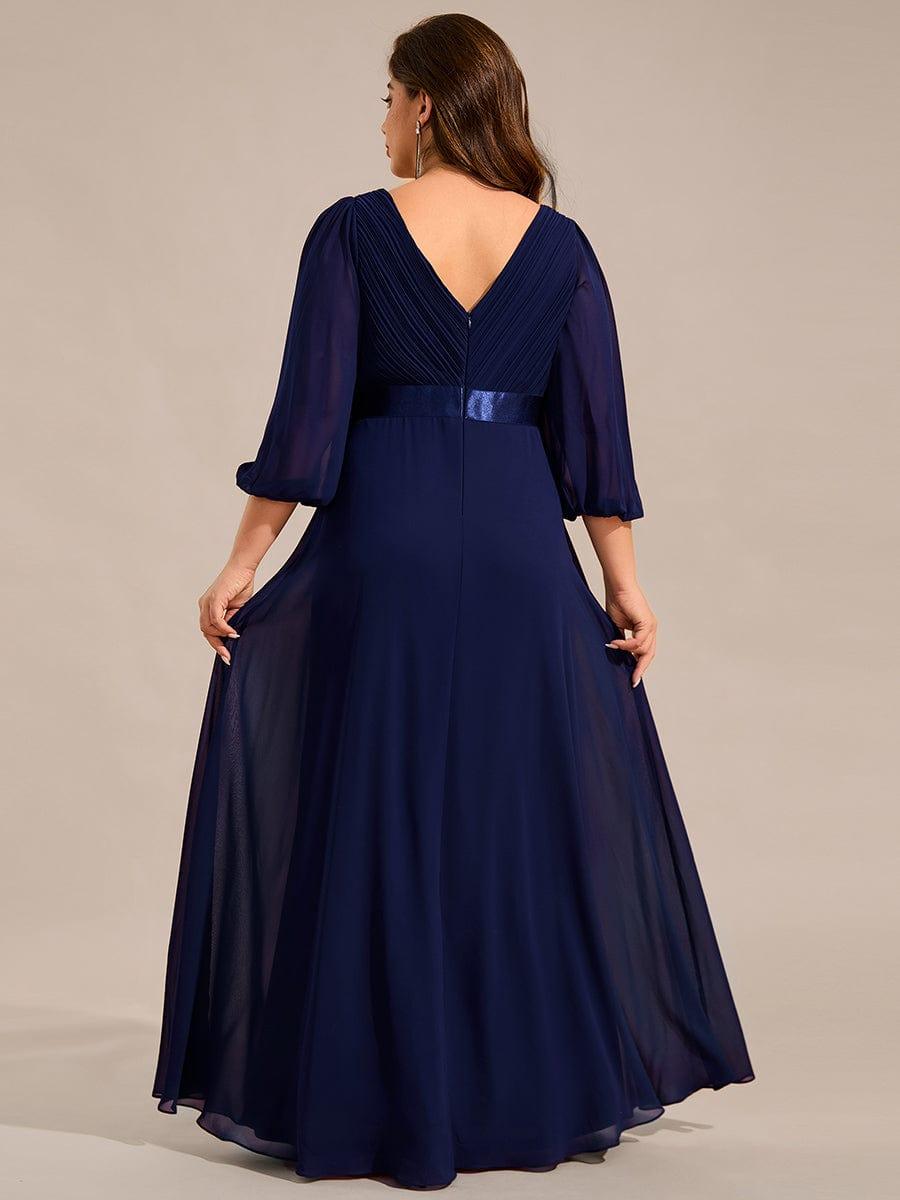 Empire Plus Size Chiffon Formal Evening Dress with Long Sleeves