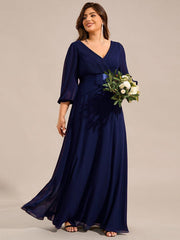 Empire Plus Size Chiffon Formal Evening Dress with Long Sleeves