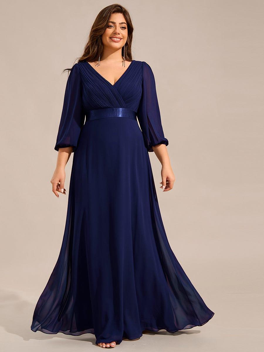 Empire Plus Size Chiffon Formal Evening Dress with Long Sleeves