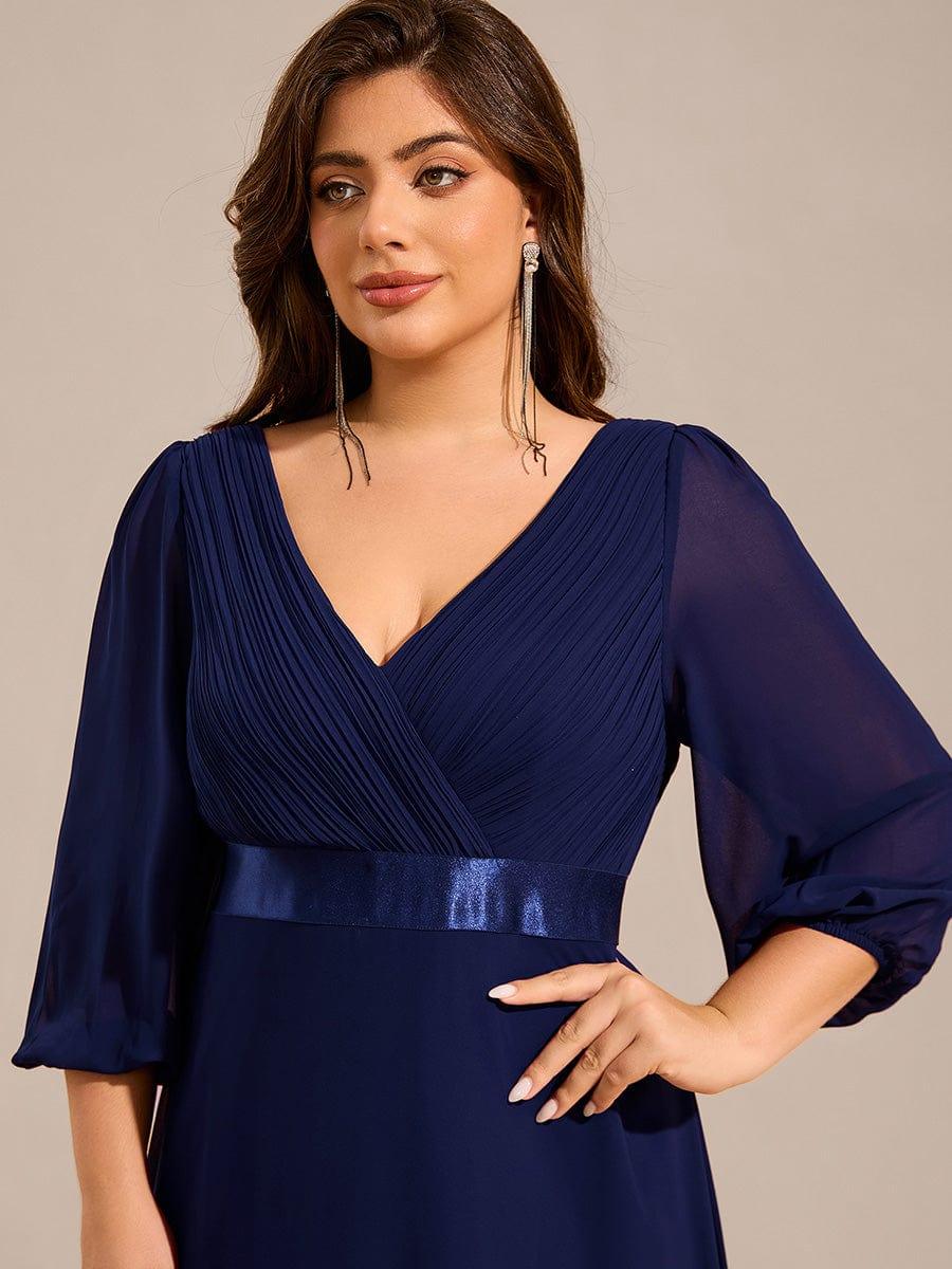 Empire Plus Size Chiffon Formal Evening Dress with Long Sleeves