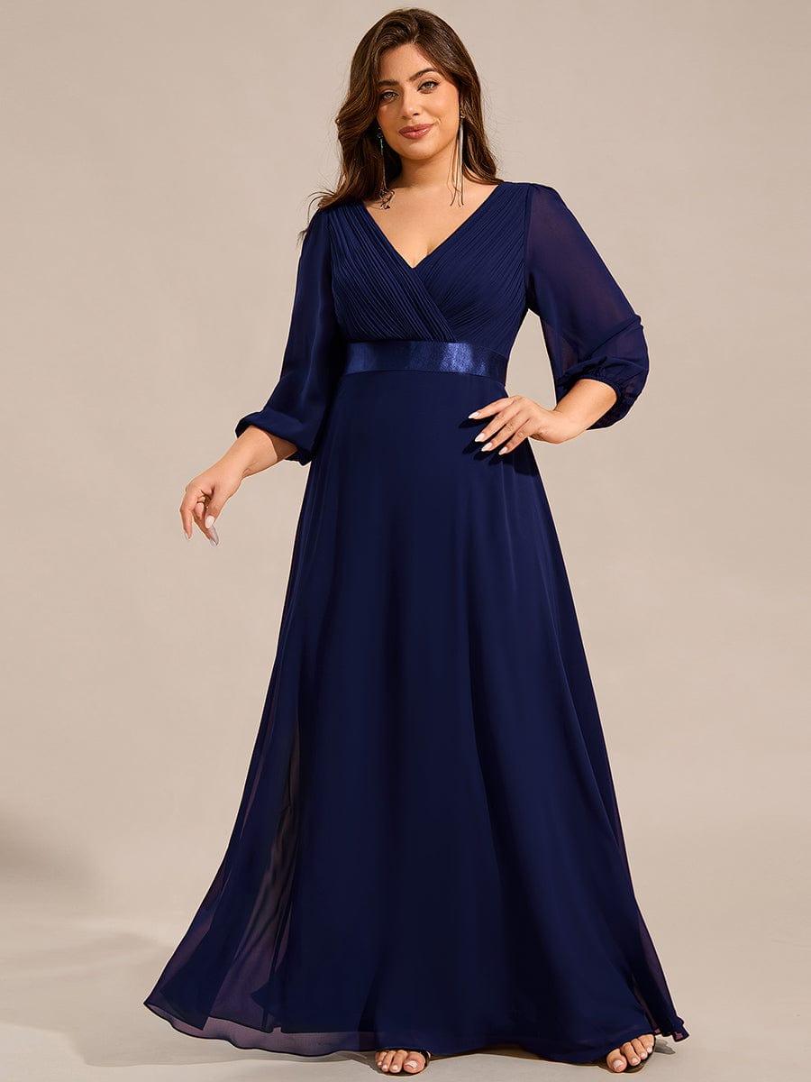 Empire Plus Size Chiffon Formal Evening Dress with Long Sleeves