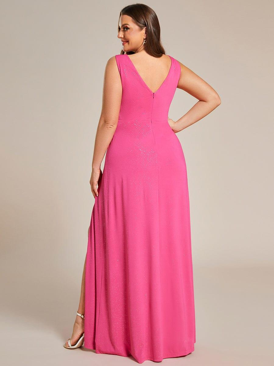 Gorgeous Plus Size V-Neck Formal Evening Dress with Slit