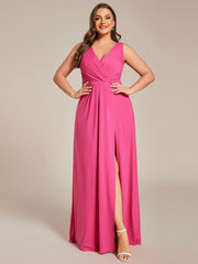 Gorgeous Plus Size V-Neck Formal Evening Dress with Slit