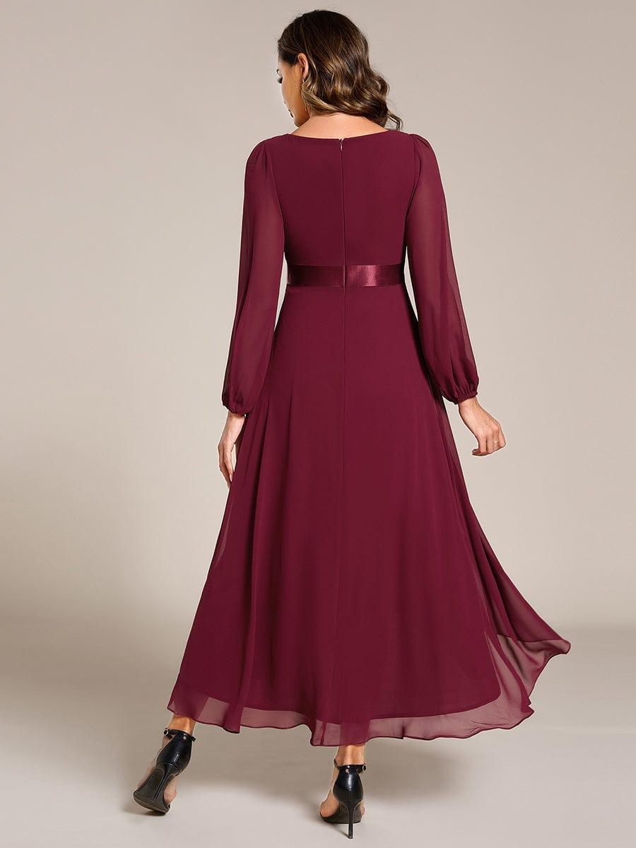 Stunning A-Line Long Sleeves Chiffon V-Neck Formal Dress