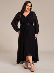 Stunning A-Line Long Sleeves Chiffon V-Neck Formal Dress