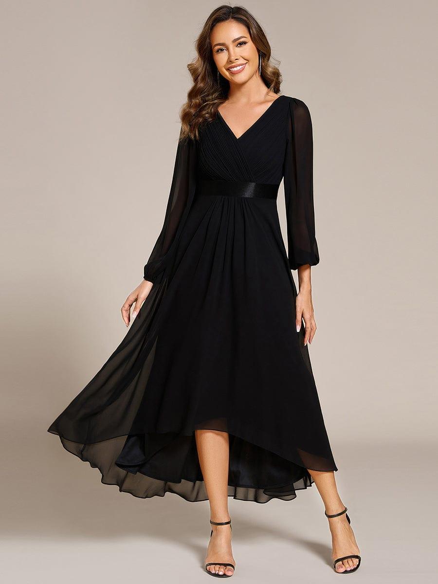 Stunning A-Line Long Sleeves Chiffon V-Neck Formal Dress