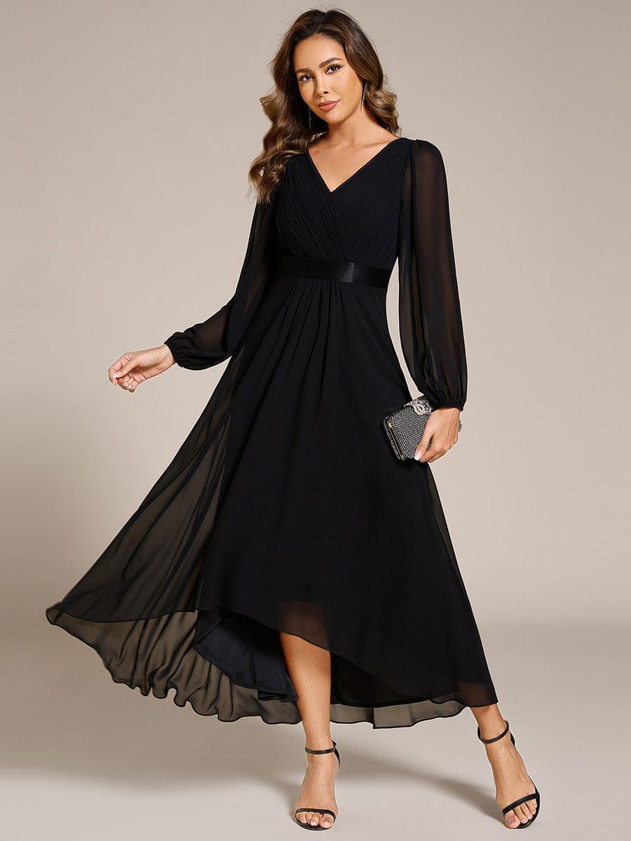 Stunning A-Line Long Sleeves Chiffon V-Neck Formal Dress