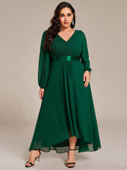Sexy Plus Size A-Line Long Sleeves Chiffon Formal Dress with Sash