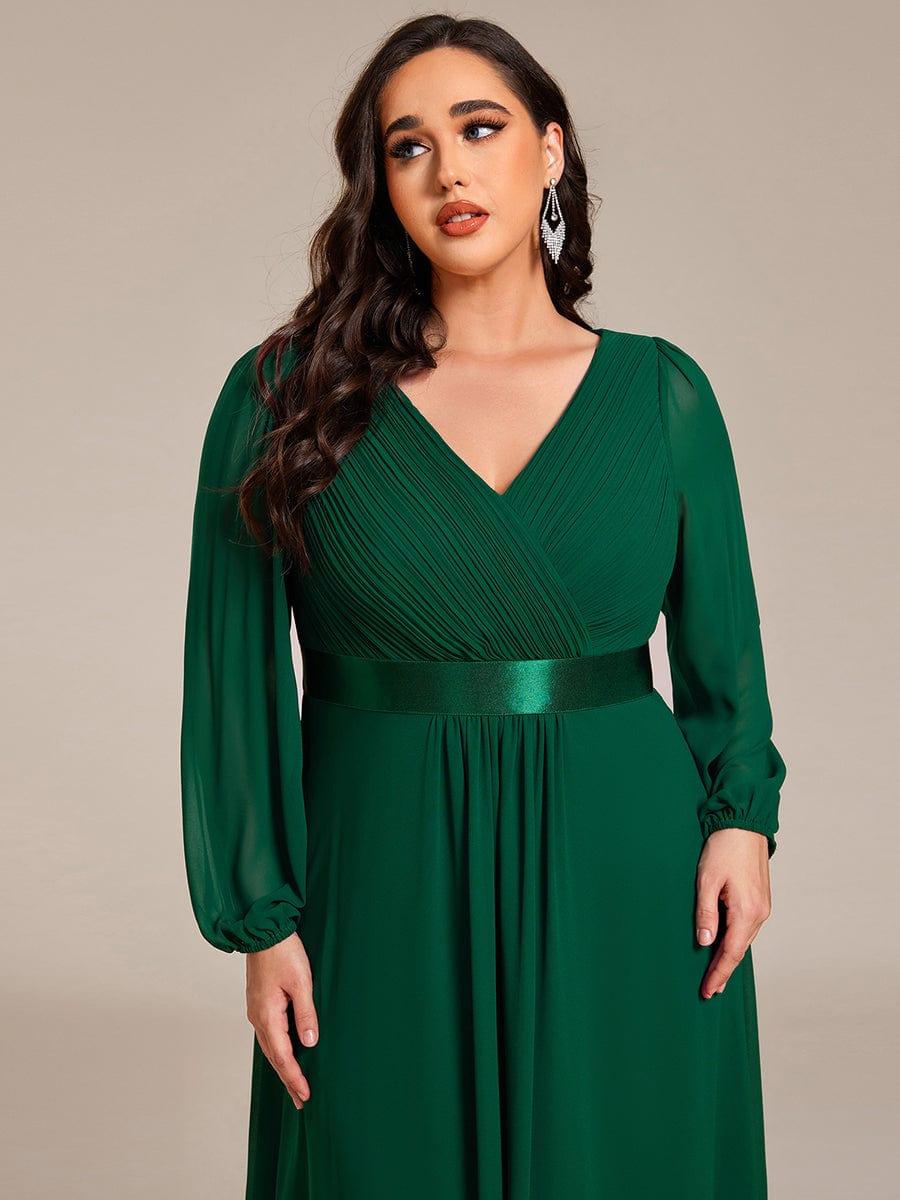 Stunning A-Line Long Sleeves Chiffon V-Neck Formal Dress
