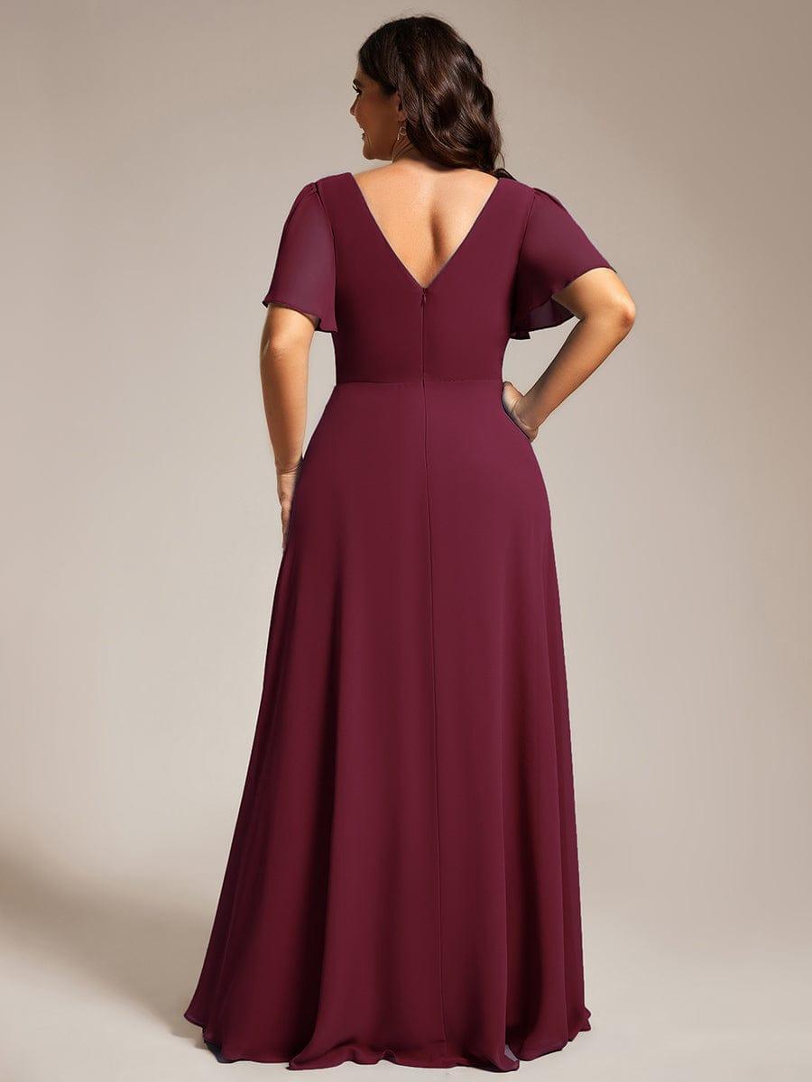 Flattering A-Line Chiffon Short Sleeves Formal Evening Dress