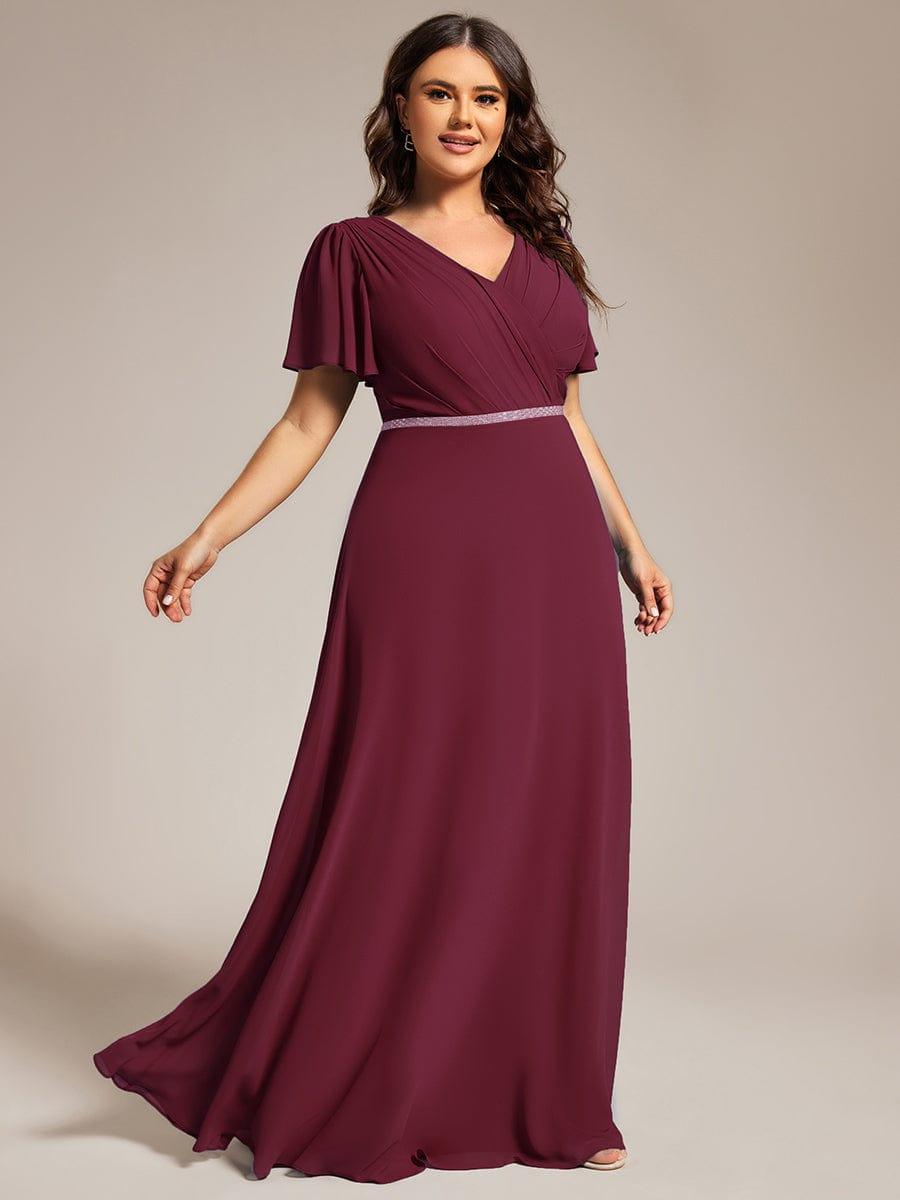 Flattering A-Line Chiffon Short Sleeves Formal Evening Dress