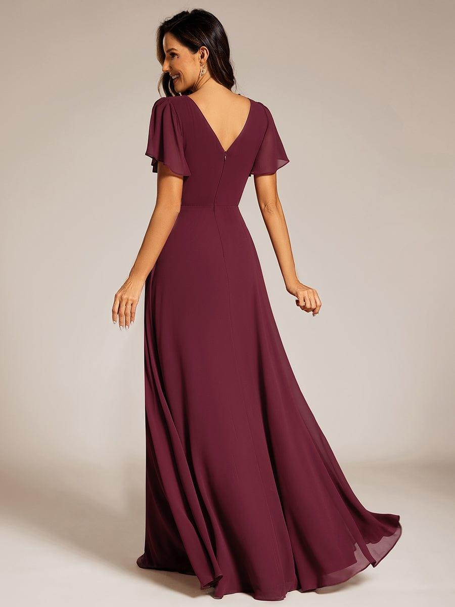 Flattering A-Line Chiffon Short Sleeves Formal Evening Dress
