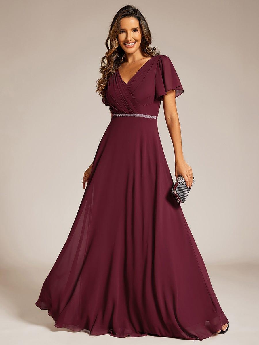 Flattering A-Line Chiffon Short Sleeves Formal Evening Dress
