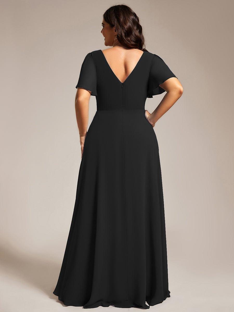 Flattering A-Line Chiffon Short Sleeves Formal Evening Dress