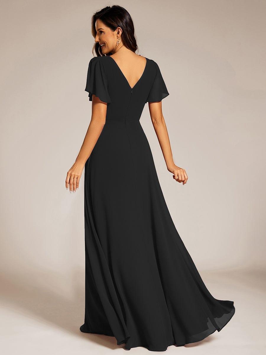 Flattering A-Line Chiffon Short Sleeves Formal Evening Dress
