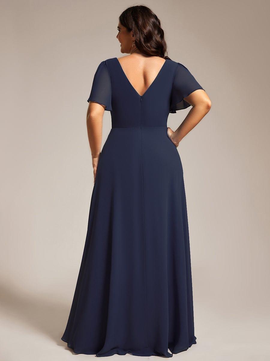 Flattering A-Line Chiffon Short Sleeves Formal Evening Dress