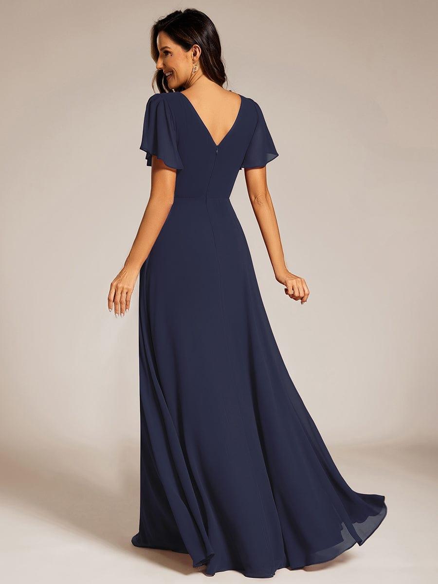 Flattering A-Line Chiffon Short Sleeves Formal Evening Dress