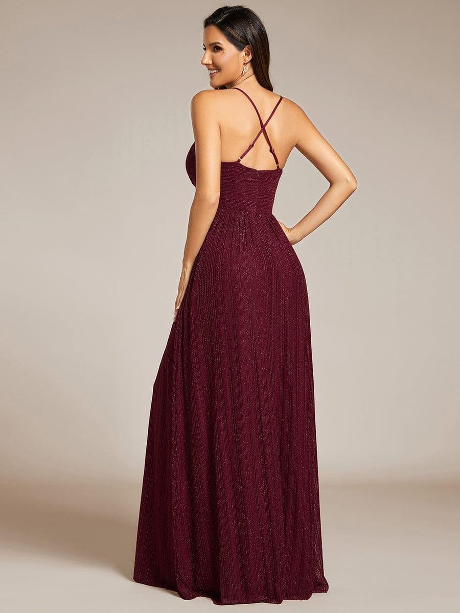 Flattering Sleeveless Backless A-Line Formal Evening Dress with V-Neck